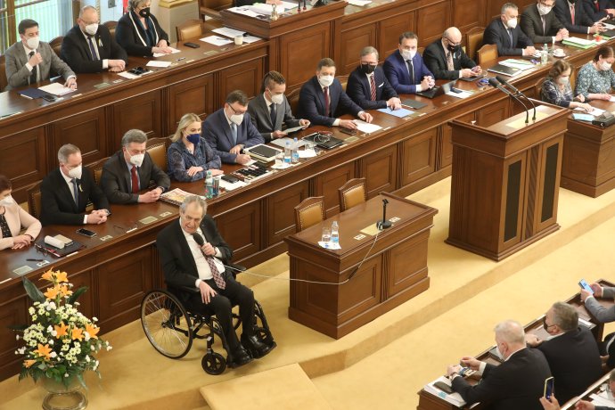Prezident Miloš Zeman přednesl ve Sněmovně projev ke státnímu rozpočtu pro rok 2022. Foto: Ludvík Hradilek, Deník N
