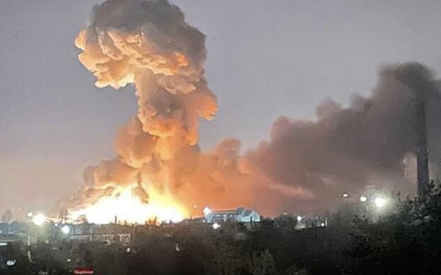 Výbuch v ukrajinském Kyjevě na konci února 2022. Foto: ČTK