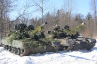 Tanky ruské armády při cvičení v Podmoskevské oblasti, únor 2022. Foto: ruské ministerstvo obrany, mil.ru