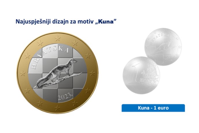 Původní verze mince s motivem kuny, která byla stažena. Zdroj: Vlada.hr