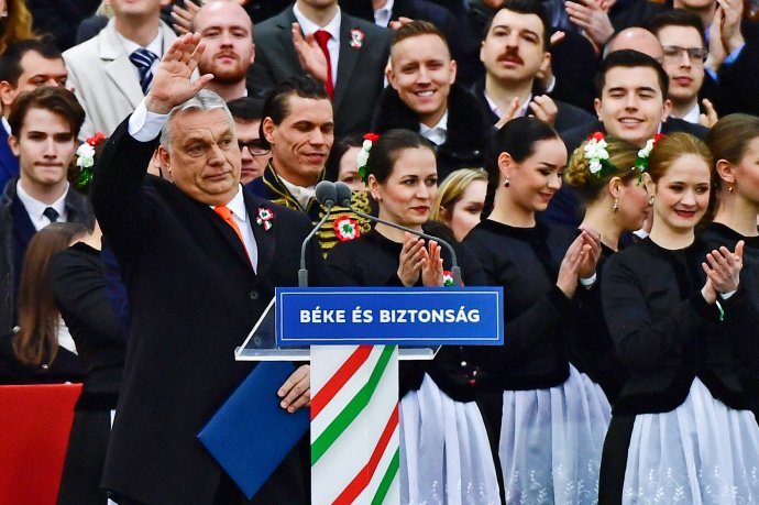 Maďarský premiér při projevu ke státnímu svátku 15. března. Foto: Marton Monus, Reuters