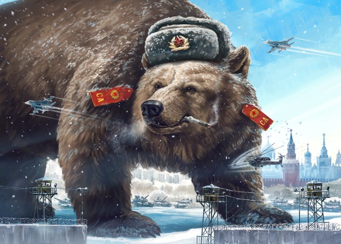 Ruský medvěd permanentně usilovně hledá, kdo všechno je jeho nepřítel. Ilustrační kresba: Adobe Stock