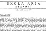 Úvod ze Stanov Školy Aria, který vyšel v "informačníku" Školy Aria zvaném Kocourek. Zdroj: archiv JQr