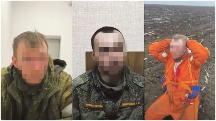 Podle ukrajinských médií ruští vojáci ve videích zveřejňovaných ukrajinskými médii. Koláž: Deník N