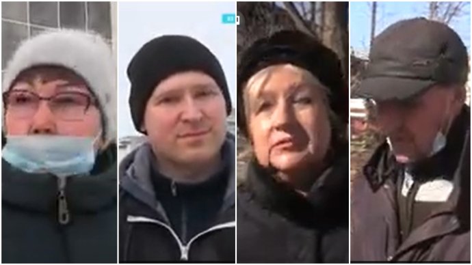 Rusové dotazovaní reportéry RFERL na ulicích Permu a Vladivostoku na to, co si myslí o válce na Ukrajině. Foto: z videa CurrentTimeTv, RFERL
