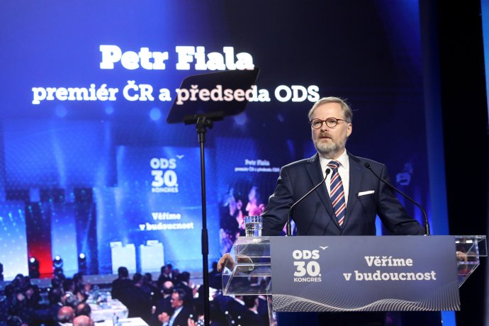 Premiér Petr Fiala na kongresu ODS. Foto: Ludvík Hradilek, Deník N.