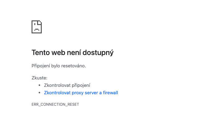 Web není dostupný. Ilustrační foto