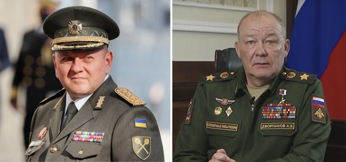 Ukrajinský generál Valerij Zalužnyj (vlevo) a ruský generál Alexandr Dvornikov. Foto: Reuters a Ministerstvo obrany RF.