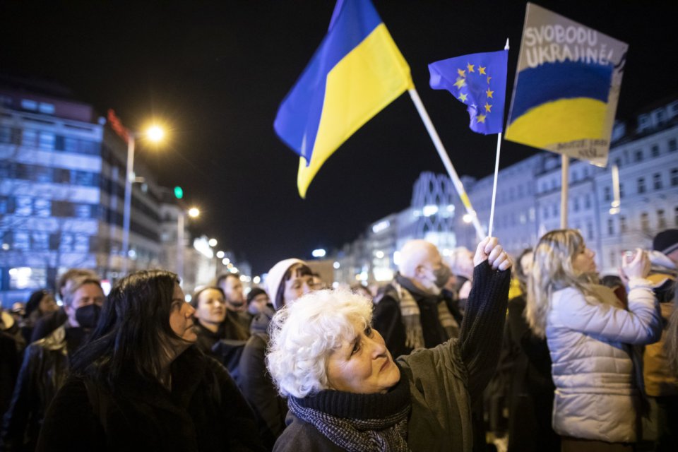 Zejména v Česku, které přijalo velký počet ukrajinských uprchlíků, se Ukrajina těší velké podpoře. Foto: Gabriel Kuchta, Deník N