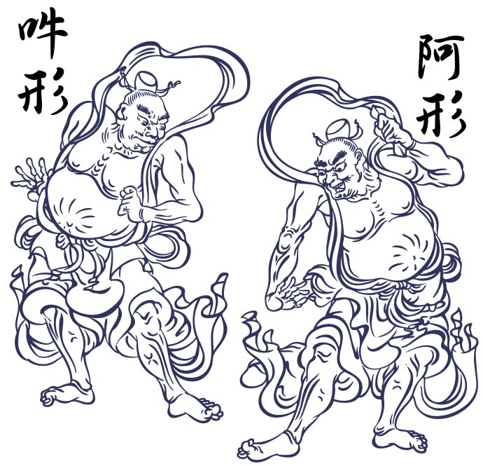 Nio ( Kongourikishi ,梵: वज्रपाणि , Vajrapāṇi je jedním z buddhistických Dharmapálů, hněvivých božstev. V mnoha případech je dvojice sochy A-un a Un-gyo umístěna na přední bráně buddhistického chrámu. Repro: Adobe Stock