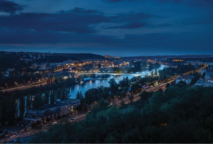 Vizualizace Dvoreckého mostu v panoramatu Prahy. Foto: IPR