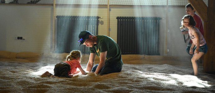 Pozor, výstava ve Sladovně obsahuje větší než malé množství pšeničného zrna! Foto: Sladovna