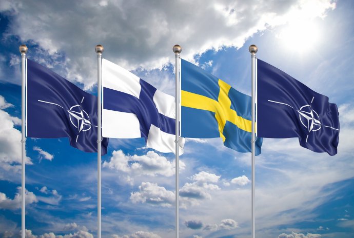 Vlajky NATO, Finska a Švédska. Grafika: Evgenia, Adobe Stock