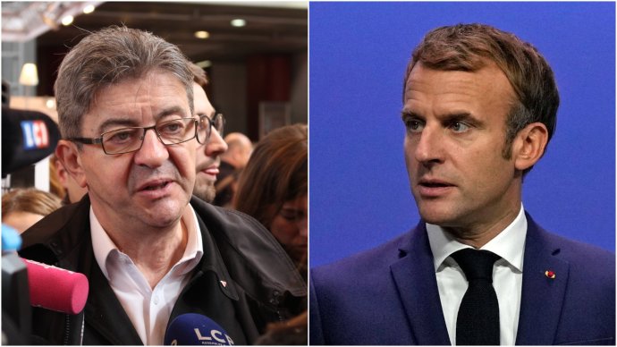 Lídr francouzské levice Jean-Luc Mélenchon je vlevo a prezident Emmanuel Macron od něj vpravo, jinak spíš ve středu. Foto ActuaLitté, Flickr, CC BY-SA 2.0 a Christopher Furlong, Reuters