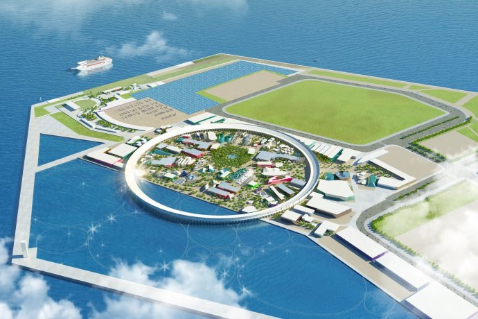 Vizualizace umělého ostrova, na kterém se bude rozkládat výstavní plocha Světové výstavy v Ósace. Zdroj: Facebookový profil EXPO 2025