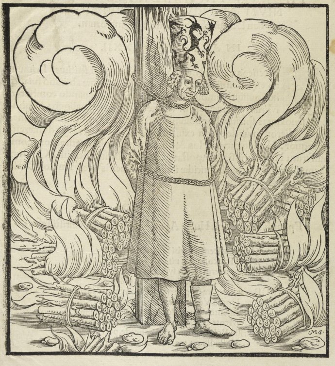 Dřevoryt z knihy Jan Hus et Hieronymus von Prag, Historia et monumenta, Norimberk, 1558. Foto: Wikimedia Commons