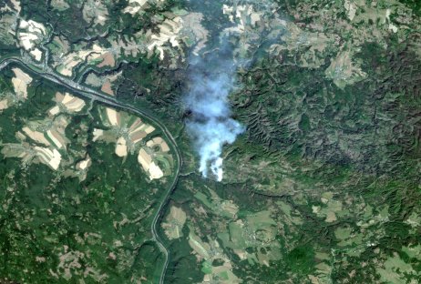 Požár v Českém Švýcarsku viditelný z vesmíru. Foto: Planetscope
