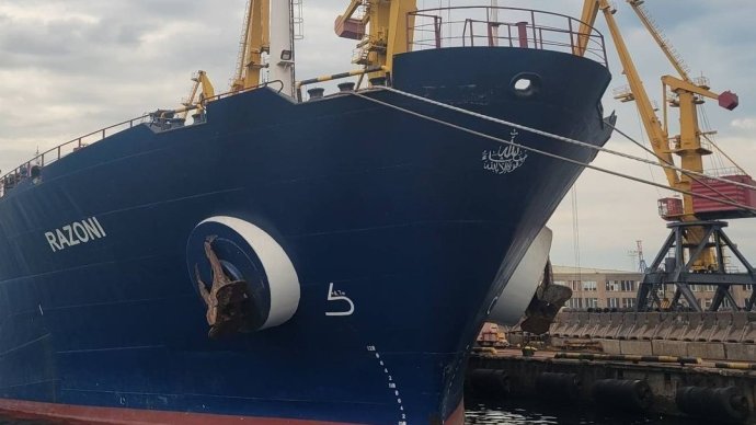 Loď Razoni vyplula z Oděsy v pondělí 1. srpna. Zdroj: Ukrajinské ministerstvo infrastruktury