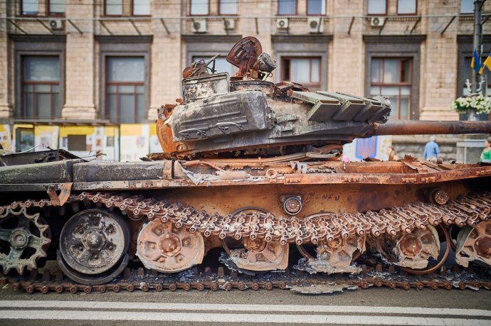Zničený ruský tank. Foto: Ukrajinské ministerstvo obrany