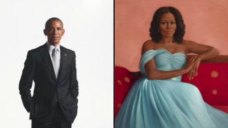 Oficiální portréty exprezidenta Baracka Obamy a jeho ženy Michelle Obamové.