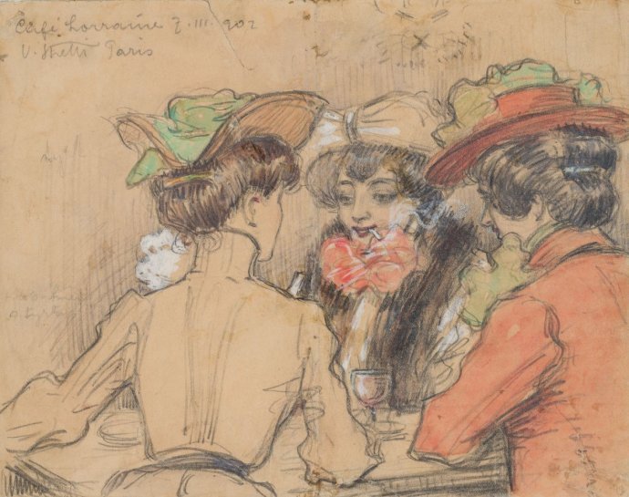 Viktor Stretti, V kavárně (Café Lorraine), 1902, Národní galerie Praha