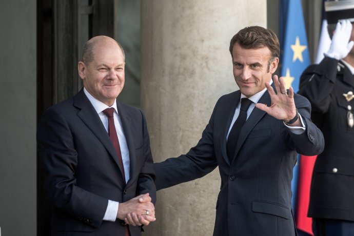 Německý kancléř Olaf Scholz a francouzský prezident Emmanuel Macron 26. října 2022 v Elysejském paláci v Paříži. Foto: Arthur Nicholas Orchard, Hans Lucas, Reuters