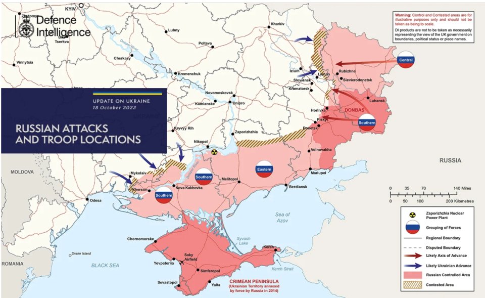 Rusko očekává velkou bitvu o Cherson, Ukrajina své záměry dopředu neohlašuje. Zdroj: Ministerstvo obrany Velké Británie