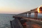 Kerčský most na anektovaný Krym po výbuchu (zdroj: Ukraine Security Service)