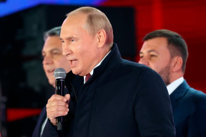 Putin vystoupil na na oslavě "připojení" ukrajinských regionů k Rusku. Foto: ČTK