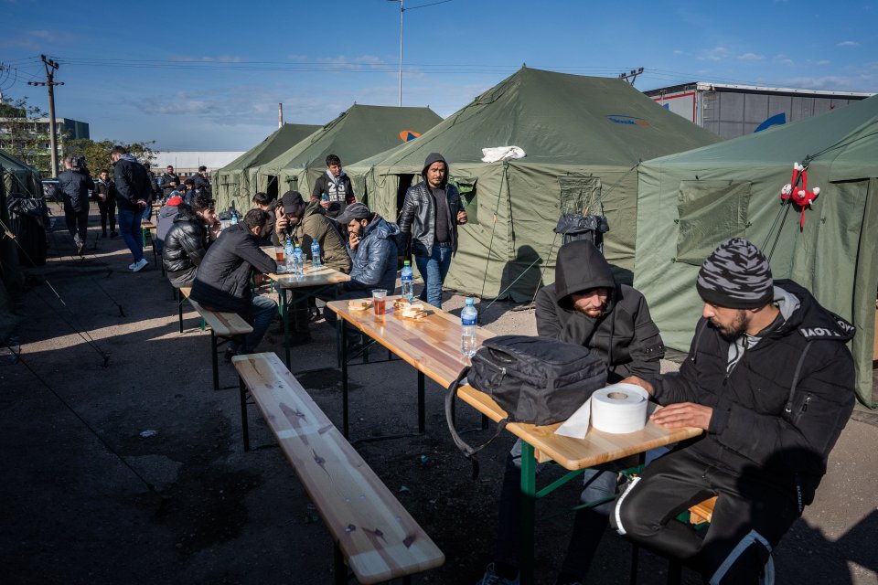 Migranti v Kútech na slovensko-české hranici. Foto: Tomáš Hrivňák, Denník N