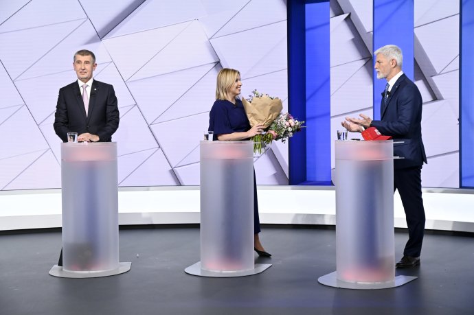 Poslední debaty na Nově se zúčastnili všichni tři favoriti. Foto: TV Nova