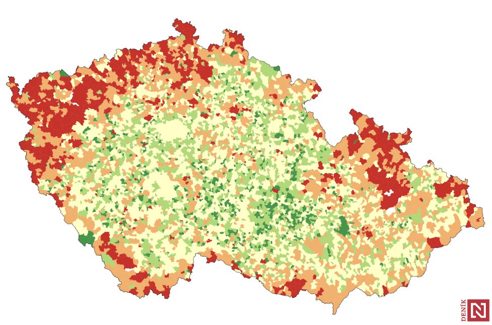 Mapa volební účasti z roku 2013. Autor: Daniel Kerekes, Denník N