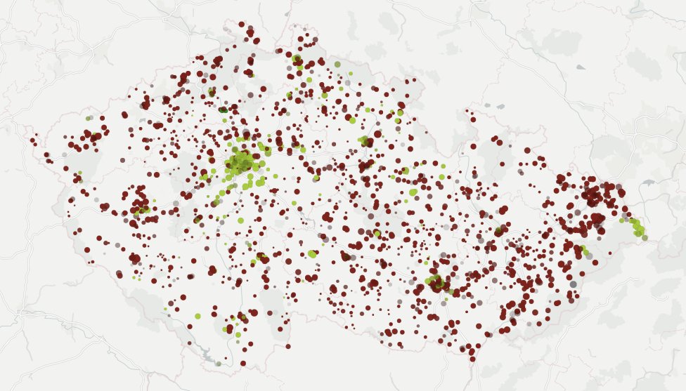 Průběh sčítání hlasů v prezidentských volbách 2018. Mapa: Daniel Kerekes, Deník N