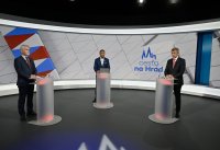 Debata prezidentských kandidátů Andreje Babiše a Petra Pavla v televizi Nova. Foto: Michal Krumphanzl, ČTK