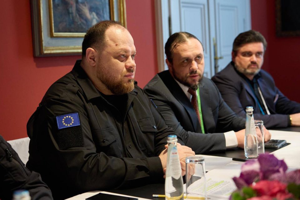 Ruslan Stefančuk na Mnichovské bezpečnostní konferenci. Foto: Ukrajinský parlament.