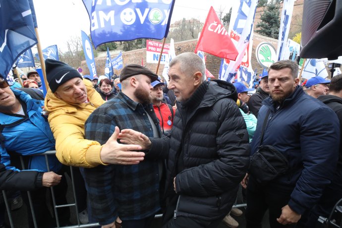 Andrej Babiš na demonstraci. Foto: Ludvík Hradilek, Deník N