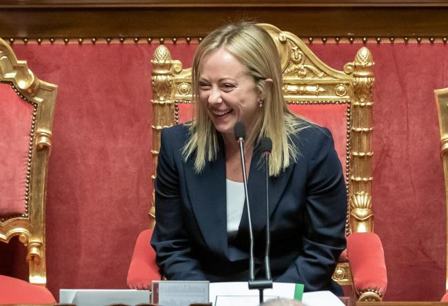 Italská premiérka Giorgia Meloni v Senátu. Foto: italská vláda