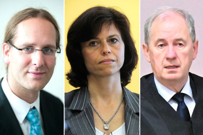 Noví ústavní soudci. Zleva Jan Wintr, Daniela Zemanová a Josef Baxa. Foto: ČTK