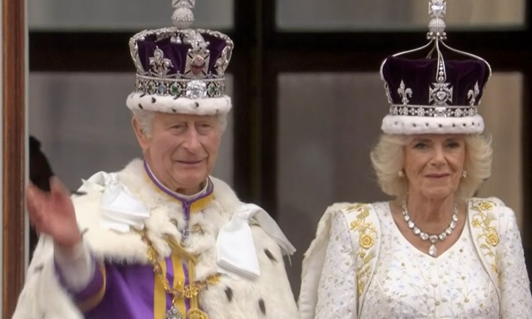 Královský pár na balkoně Buckinghamského paláce. Foto: Coronation 2023, Buckinghamský palác