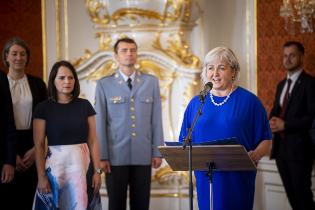 Kancléřka Jana Vohralíková při nástupu do funkce. Foto: Gabriel Kuchta, Deník N