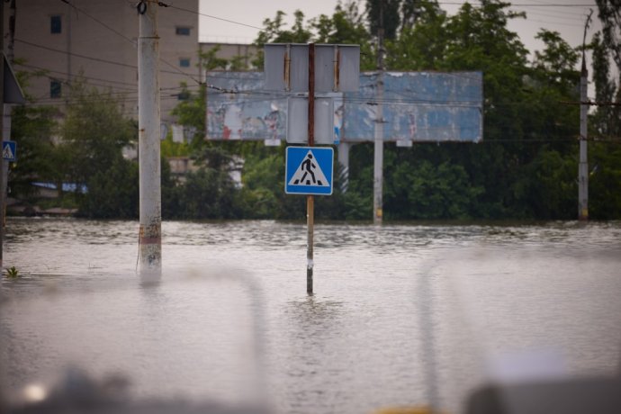 Město Cherson zaplavené vodou z Kachovské přehrady. Foro: President.gov.ua
