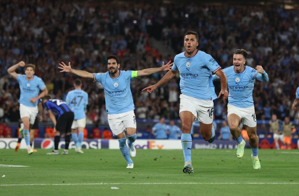 Rodrigo z Manchesteru City slaví vstřelený gól ve finále Ligy mistrů proti Interu Milán. Foto: Profimedia