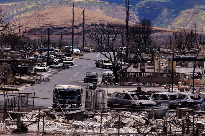 Spoušť po požáru v městečku Lahaina na ostrově Maui v americkém státě Havaj. 15. srpna 2023. Foto: Mike Blake, Reuters