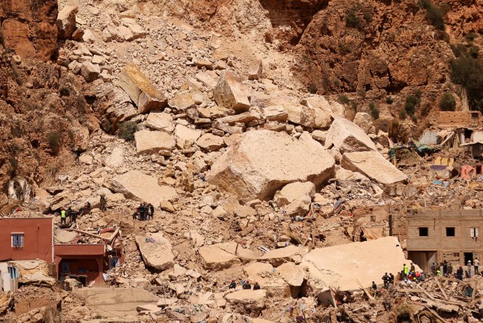 Zdevastovaná vesnice Imi N’Tala po zemětřesení v Maroku. Foto: Nacho Doce, Reuters