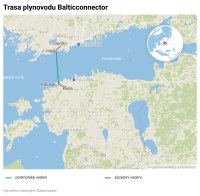 Plyn přestal proudit plynovodem, který spojuje Estonsko a Finsko, v noci na 8. října. Někdo ho úmyslně poškodil. Zdroj: Dataweapper, Deník N