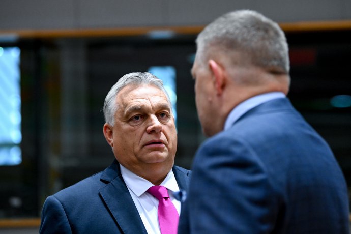 Premiéři Orbán a Fico po letech opět společně na jednání Evropské rady v Bruselu. 26. října 2023. Foto: EU
