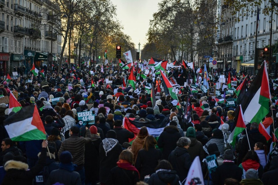 Demonstranti v Paříži na protestu za palestinský lid. Foto: ČTK