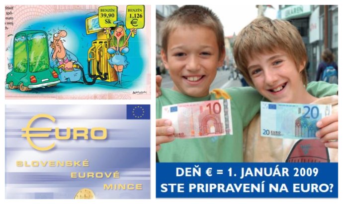 Výběr z letáků, které měly Slovákům přiblížit novou měnu. Koláž: Deník N