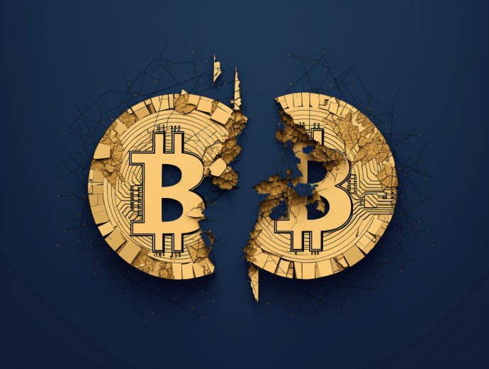 Halving je ve světě bitcoinu zásadní událostí. Ilustrace: Tomáš Hrivňák, Midjourney