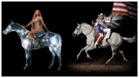 Beyoncé na albech Rennaissance (2022) a Cowboy Carter (2024). Foto: Parkwood/Columbia